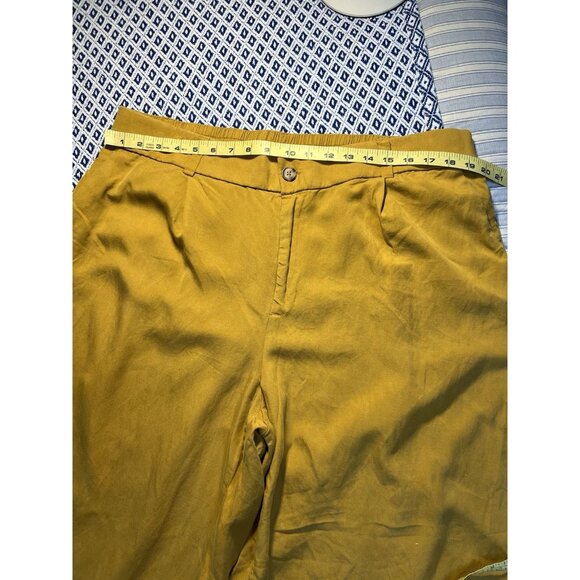 Torrid Mustard Yellow Wide Leg Pants Pull On Stretch Linen Blend 18 Beach Cruise - Picture 7 of 9